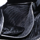 PRADA Tote Bag Nylon Leather Black Silver Auth ka211-21