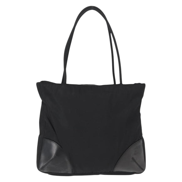 PRADA Tote Bag Nylon Leather Black Silver Auth ka211