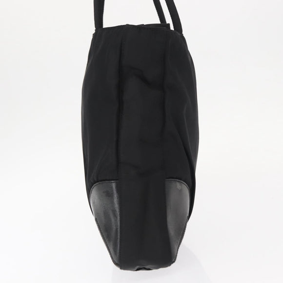 PRADA Tote Bag Nylon Leather Black Silver Auth ka211
