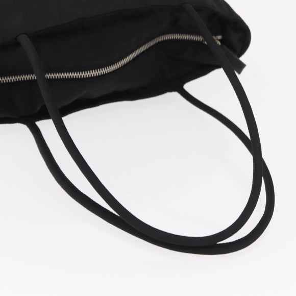 PRADA Tote Bag Nylon Leather Black Silver Auth ka211