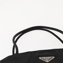 PRADA Tote Bag Nylon Leather Black Silver Auth ka211-8