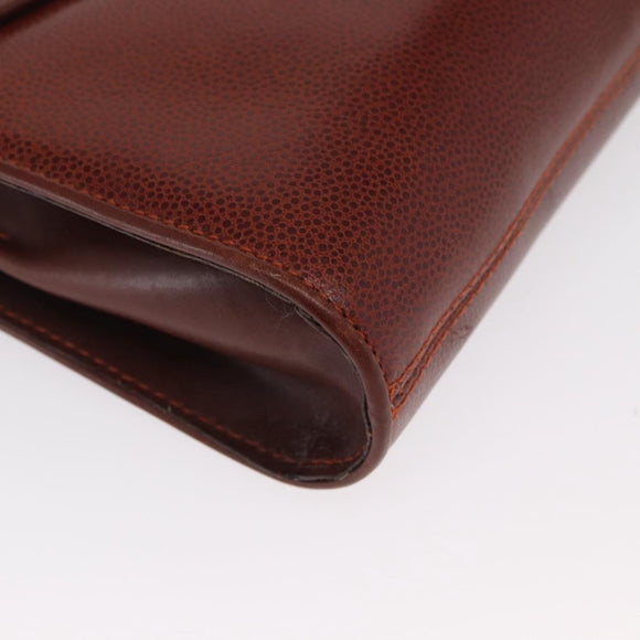 GIVENCHY Shoulder Bag Leather embossed Brown Gold Auth ka2110