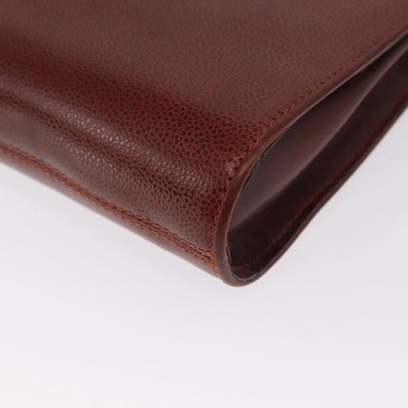 GIVENCHY Shoulder Bag Leather embossed Brown Gold Auth ka2110