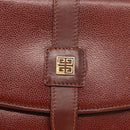 GIVENCHY Shoulder Bag Leather embossed Brown Gold Auth ka2110-14