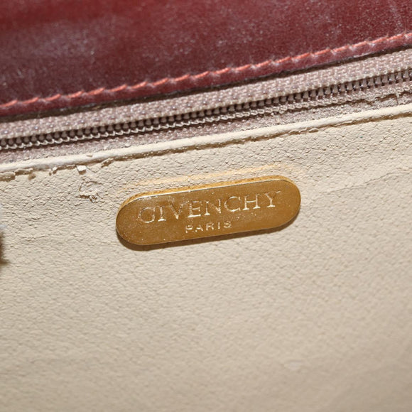 GIVENCHY Shoulder Bag Leather embossed Brown Gold Auth ka2110