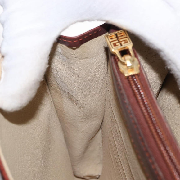 GIVENCHY Shoulder Bag Leather embossed Brown Gold Auth ka2110
