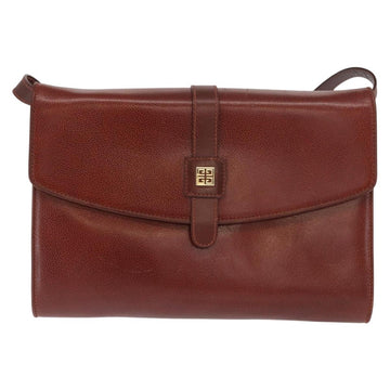 GIVENCHY Shoulder Bag Leather embossed Brown Gold Auth ka2110 - 0