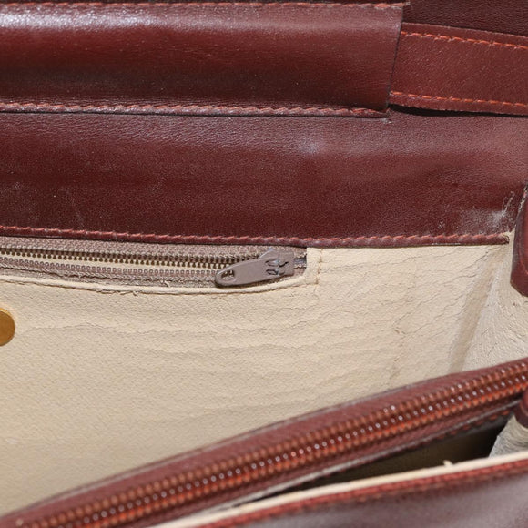 GIVENCHY Shoulder Bag Leather embossed Brown Gold Auth ka2110