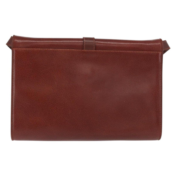 GIVENCHY Shoulder Bag Leather embossed Brown Gold Auth ka2110