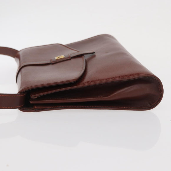 GIVENCHY Shoulder Bag Leather embossed Brown Gold Auth ka2110