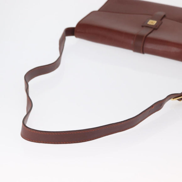 GIVENCHY Shoulder Bag Leather embossed Brown Gold Auth ka2110