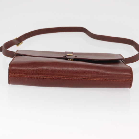 GIVENCHY Shoulder Bag Leather embossed Brown Gold Auth ka2110