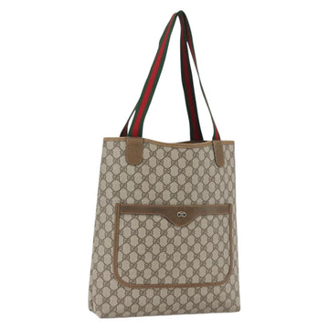 GUCCI GG Supreme Web Sherry Line Tote Bag PVC Beige Gold 39 02 003 Auth ka2114