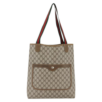 GUCCI GG Supreme Web Sherry Line Tote Bag PVC Beige Gold 39 02 003 Auth ka2114 - 0