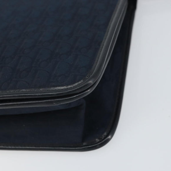 Christian Dior Trotter Canvas Shoulder Bag Navy Gold Auth ka2125
