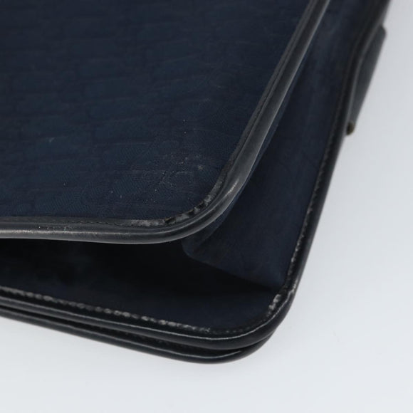Christian Dior Trotter Canvas Shoulder Bag Navy Gold Auth ka2125