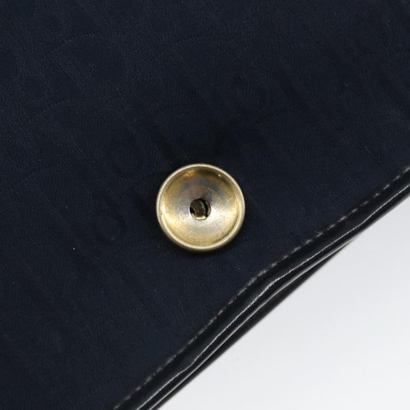 Christian Dior Trotter Canvas Shoulder Bag Navy Gold Auth ka2125
