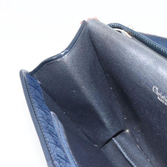Christian Dior Trotter Canvas Shoulder Bag Navy Gold Auth ka2125