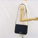 Christian Dior Trotter Canvas Shoulder Bag Navy Gold Auth ka2125-23