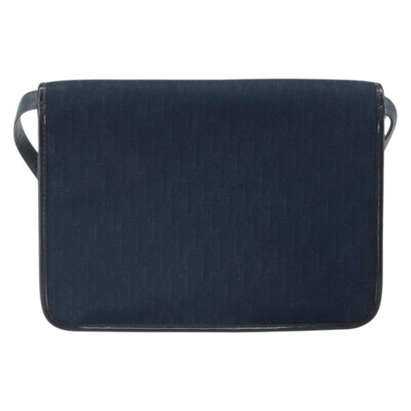 Christian Dior Trotter Canvas Shoulder Bag Navy Gold Auth ka2125