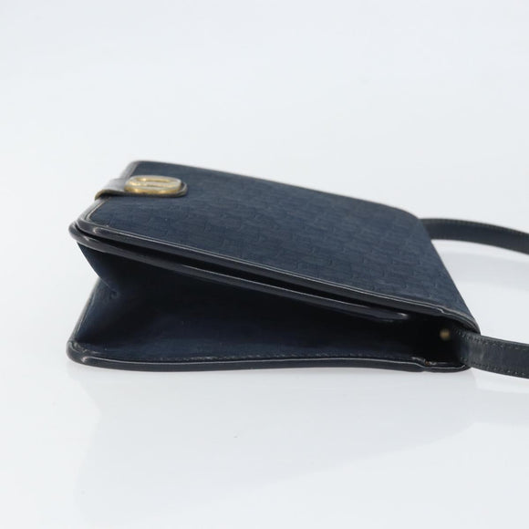 Christian Dior Trotter Canvas Shoulder Bag Navy Gold Auth ka2125