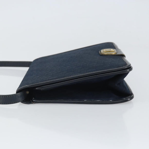 Christian Dior Trotter Canvas Shoulder Bag Navy Gold Auth ka2125