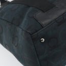 Salvatore Ferragamo Gancini Tote Bag Canvas Navy Silver Auth ka2126-14