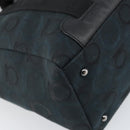 Salvatore Ferragamo Gancini Tote Bag Canvas Navy Silver Auth ka2126-16