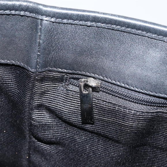 Salvatore Ferragamo Gancini Tote Bag Canvas Navy Silver Auth ka2126