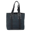 Salvatore Ferragamo Gancini Tote Bag Canvas Navy Silver Auth ka2126-2
