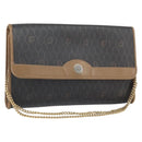 Christian Dior Honeycomb Canvas Chain Shoulder Bag PVC Black Gold Auth ka2127-1