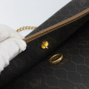 Christian Dior Honeycomb Canvas Chain Shoulder Bag PVC Black Gold Auth ka2127-15