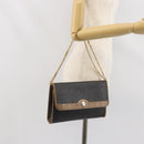 Christian Dior Honeycomb Canvas Chain Shoulder Bag PVC Black Gold Auth ka2127-23