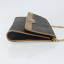 Christian Dior Honeycomb Canvas Chain Shoulder Bag PVC Black Gold Auth ka2127-4