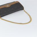 Christian Dior Honeycomb Canvas Chain Shoulder Bag PVC Black Gold Auth ka2127-7