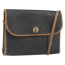 Christian Dior Honeycomb Canvas Shoulder Bag PVC Black Gold Auth ka2128-1