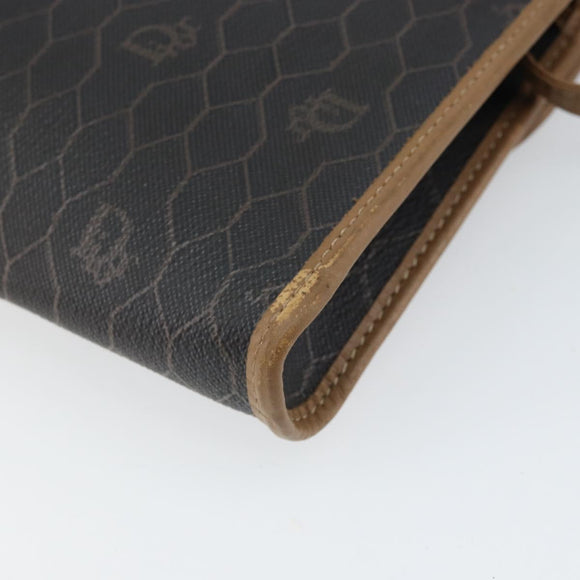 Christian Dior Honeycomb Canvas Shoulder Bag PVC Black Gold Auth ka2128