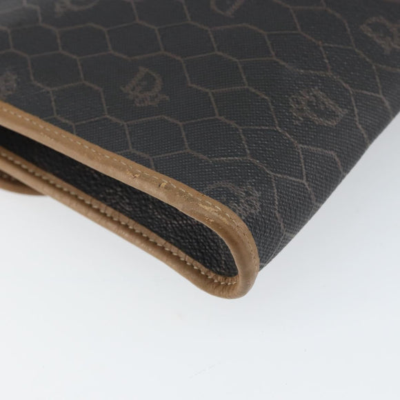 Christian Dior Honeycomb Canvas Shoulder Bag PVC Black Gold Auth ka2128