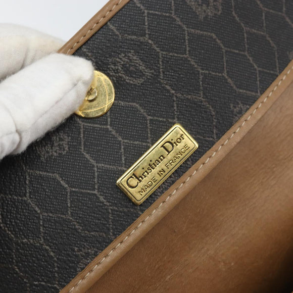Christian Dior Honeycomb Canvas Shoulder Bag PVC Black Gold Auth ka2128