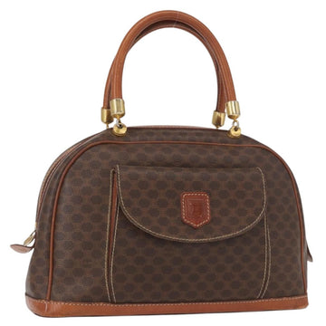 CELINE Macadam Canvas Hand Bag PVC Leather Brown Gold Auth ka213
