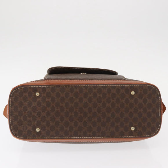 CELINE Macadam Canvas Hand Bag PVC Leather Brown Gold Auth ka213