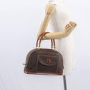 CELINE Macadam Canvas Hand Bag PVC Leather Brown Gold Auth ka213-25