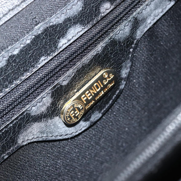 FENDI Hand Bag Leather 2way Black Gold Auth ka2131