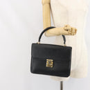 FENDI Hand Bag Leather 2way Black Gold Auth ka2131-28
