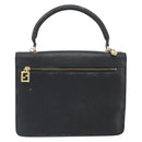 FENDI Hand Bag Leather 2way Black Gold Auth ka2131-2