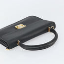 FENDI Hand Bag Leather 2way Black Gold Auth ka2131-6