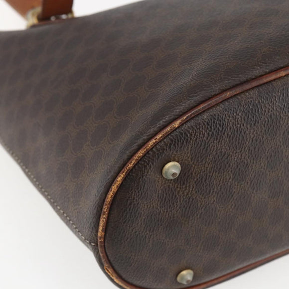 CELINE Macadam Canvas Tote Bag PVC Leather Brown Gold Auth ka2135