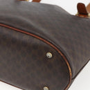 CELINE Macadam Canvas Tote Bag PVC Leather Brown Gold Auth ka2135-12