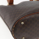CELINE Macadam Canvas Tote Bag PVC Leather Brown Gold Auth ka2135-13