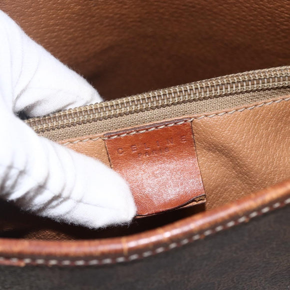 CELINE Macadam Canvas Tote Bag PVC Leather Brown Gold Auth ka2135